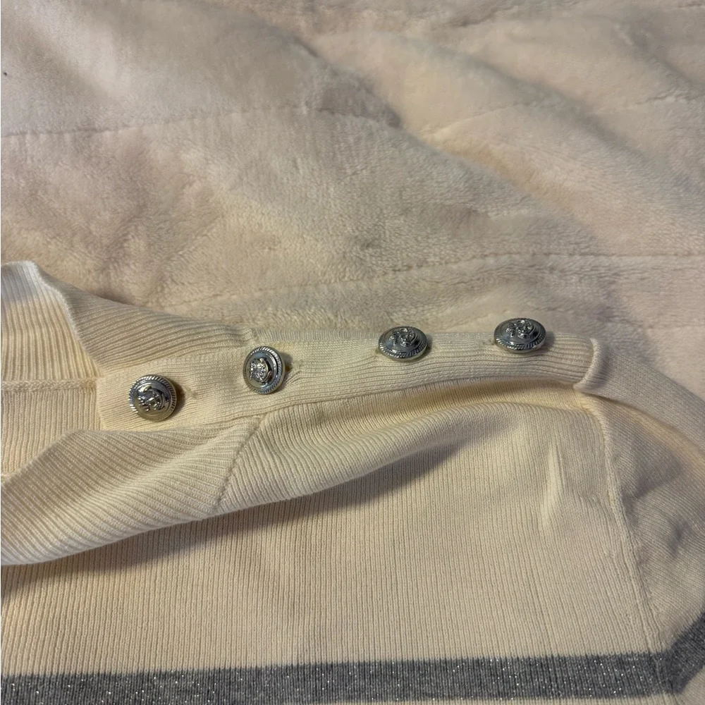 Talbots Cream Ribbed Knit Top - Picture 3 of 8
